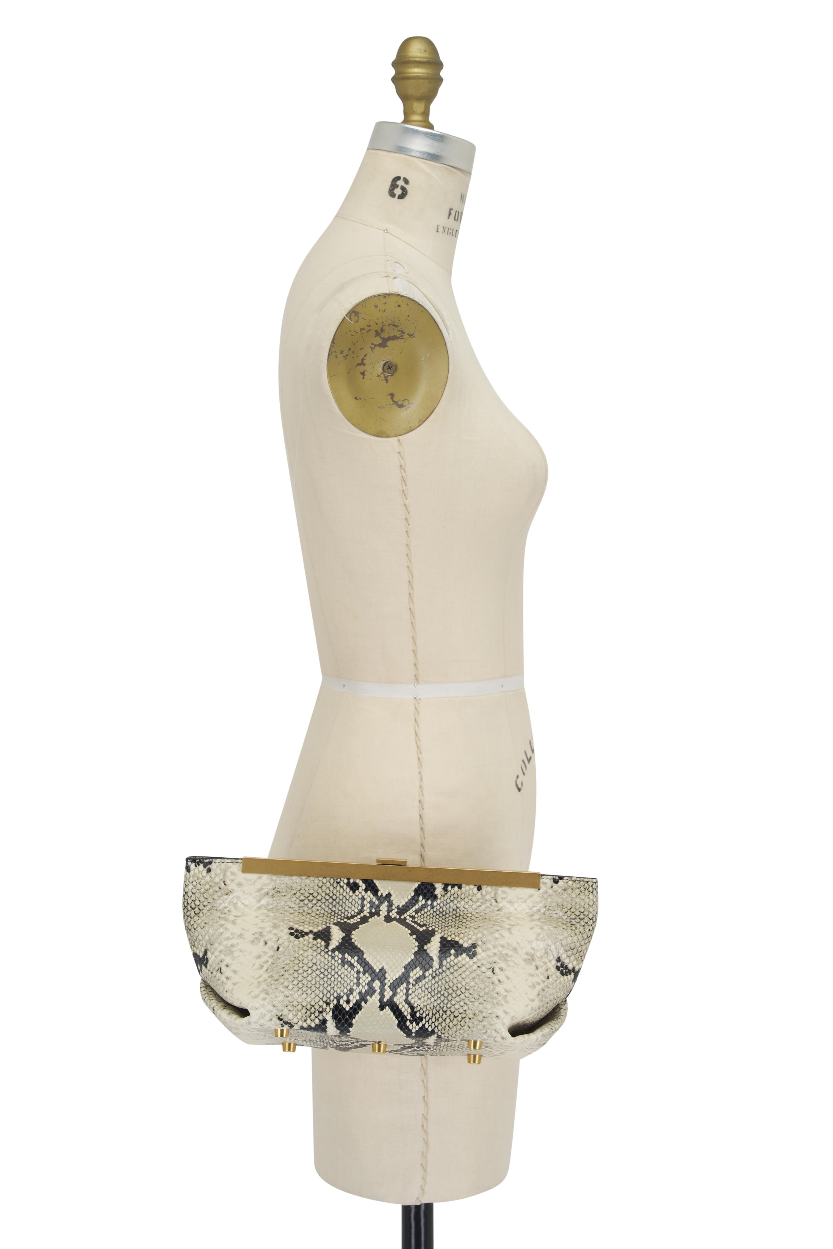 Khaite - Aimee Embossed Leather & Antique Gold Clutch