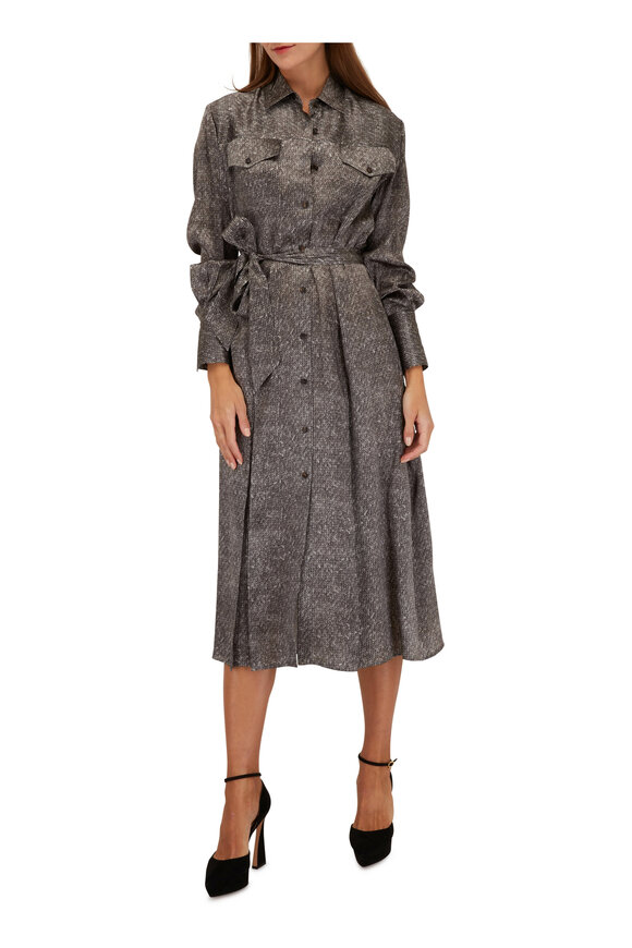 Kiton - Gray Printed Shirtdress