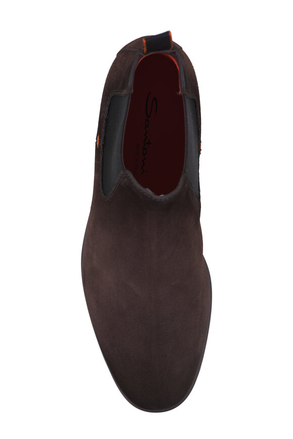 Santoni - Regal Dark Brown Suede Chelsea Boot