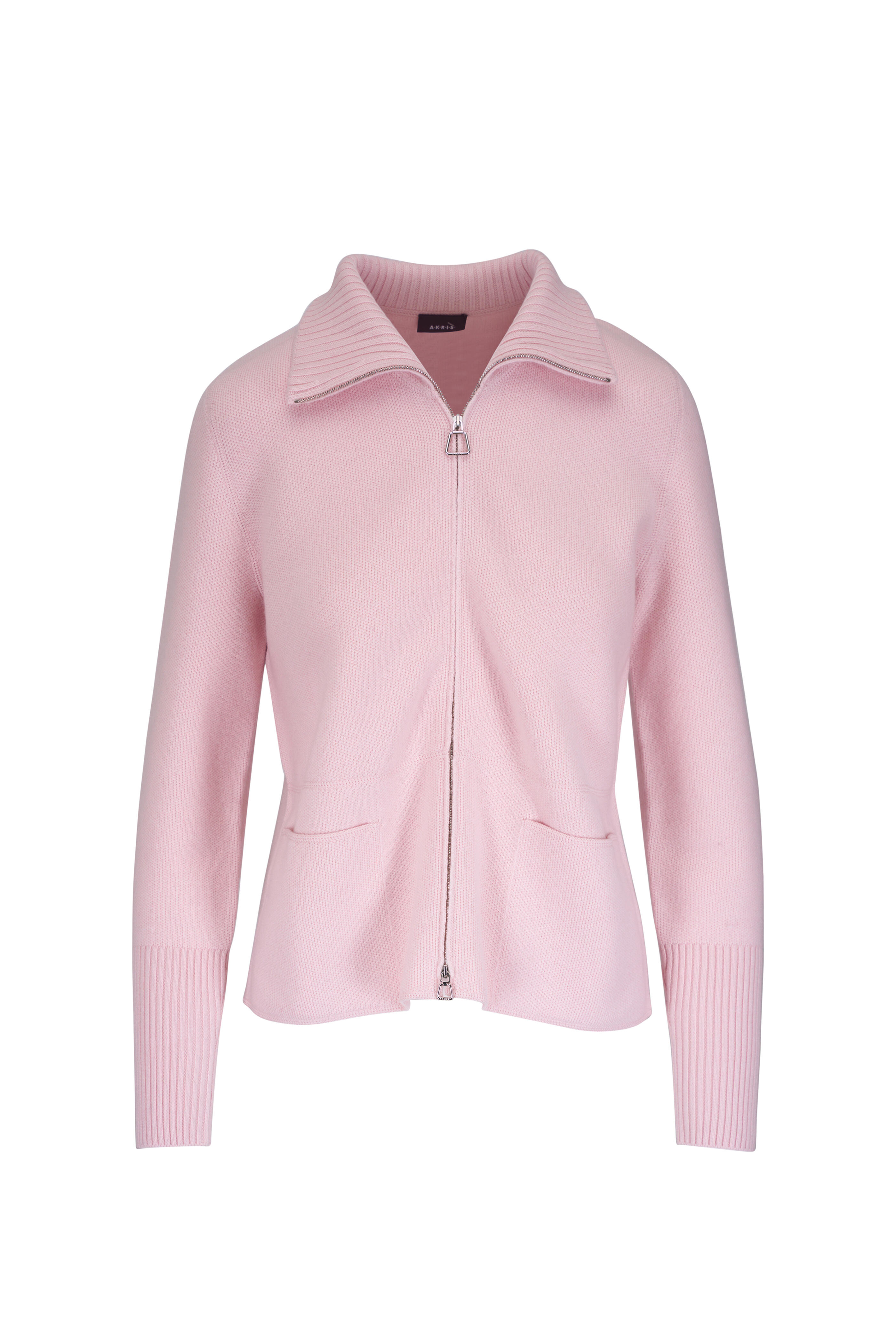 Akris - Powder Pink Cashmere Zip Cardigan | Mitchell Stores