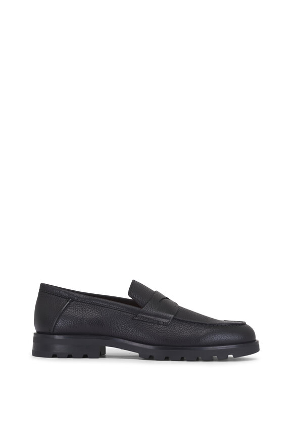 Santoni Rock Black Leather Loafer - view 4