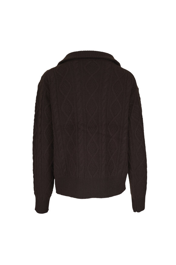 Nili Lotan Jori Dark Brown Cashmere Quarter Zip Sweater - view 2