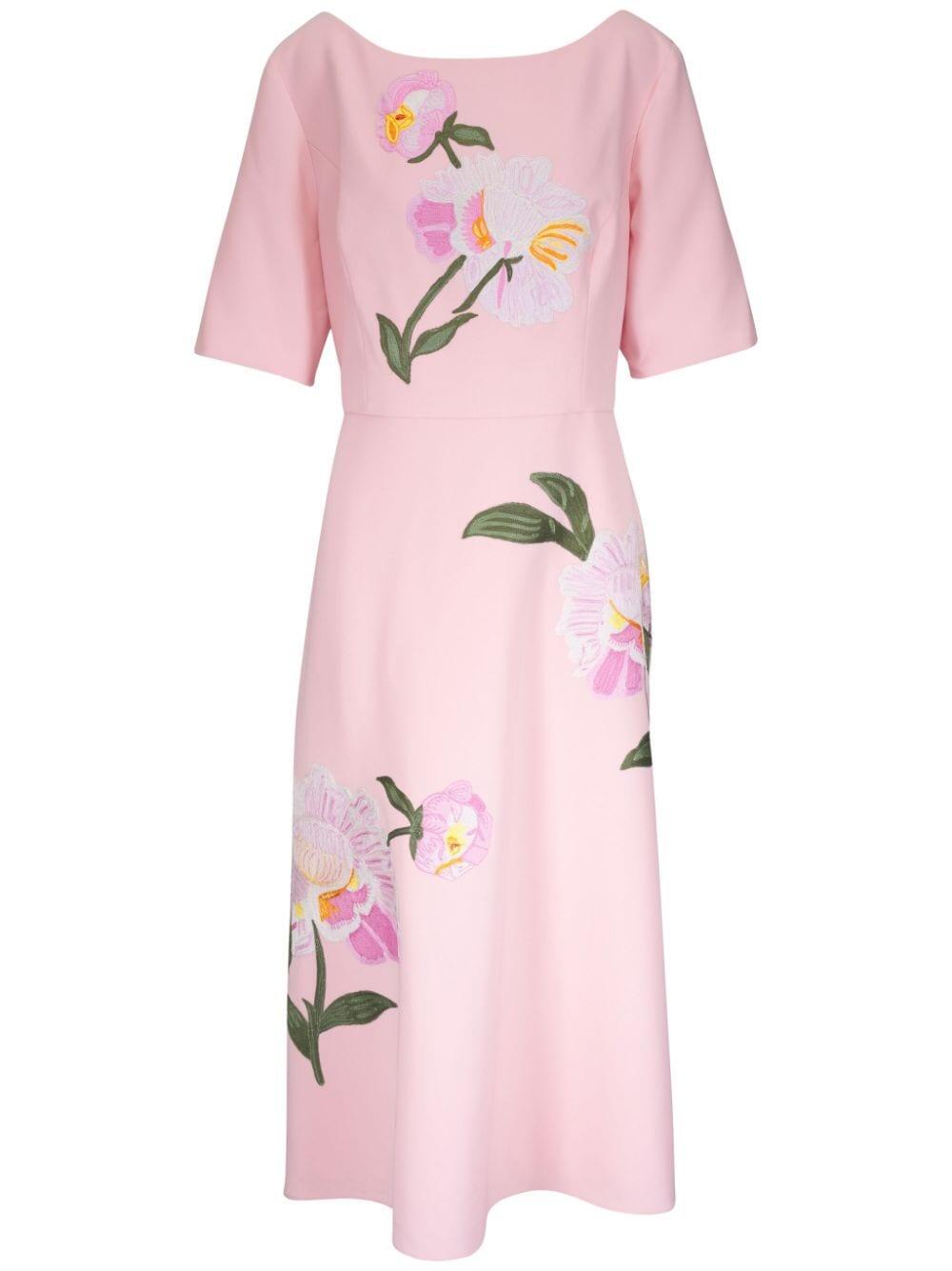Carolina Herrera - Light Pink Floral Embroidered Gown