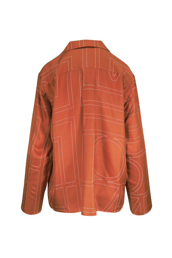 Totême Terracotta Monogram Silk PJ Top - view 4