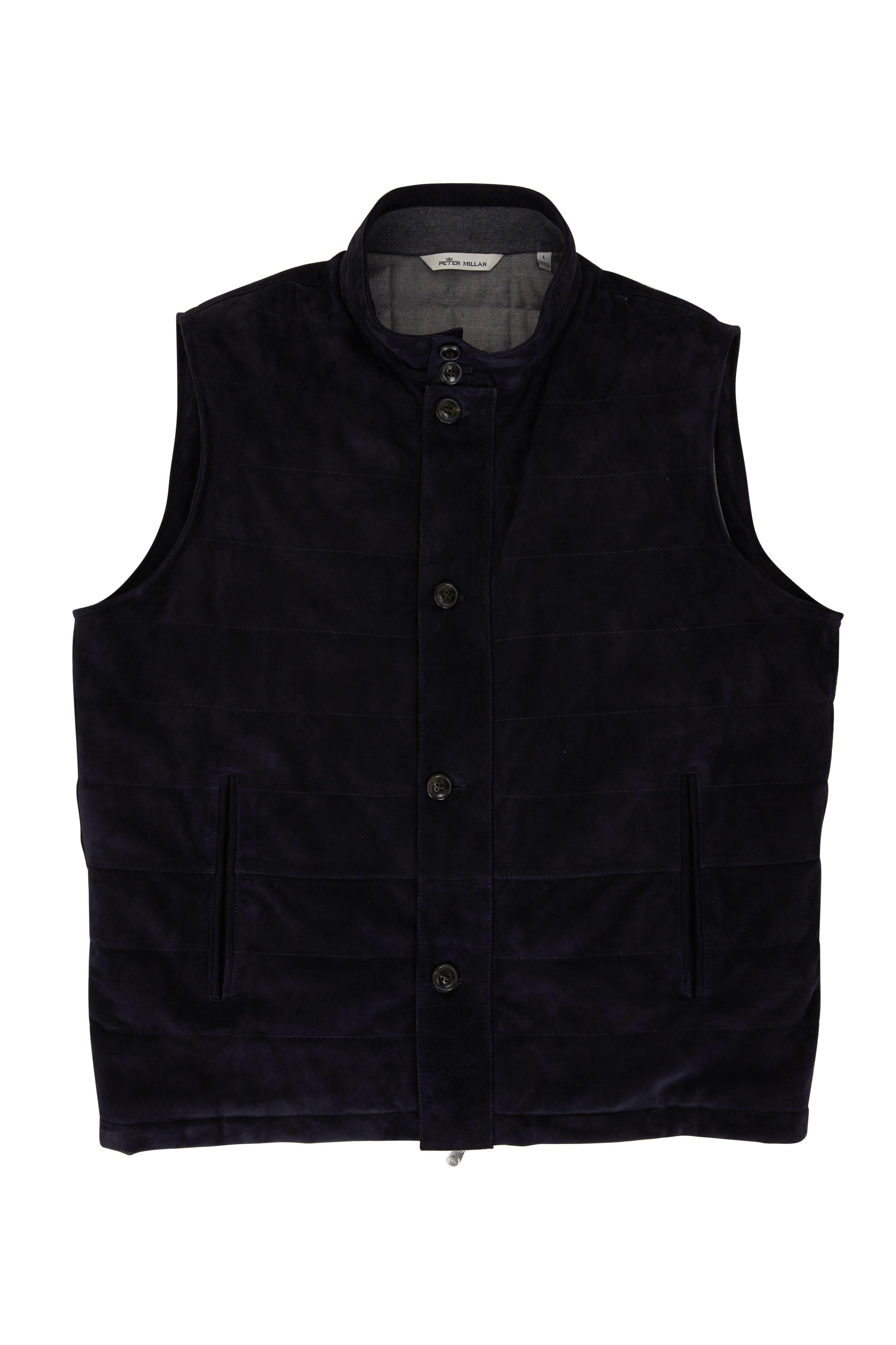 Peter Millar - Navy Suede Quilted Vest | Mitchell Stores