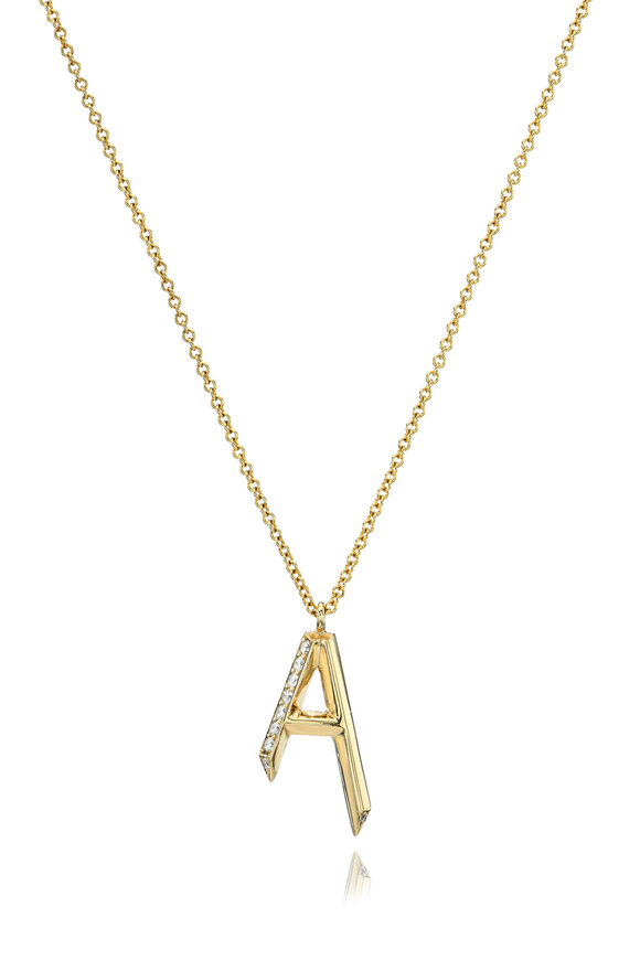 Dru Diamond 'A' Charm Necklace