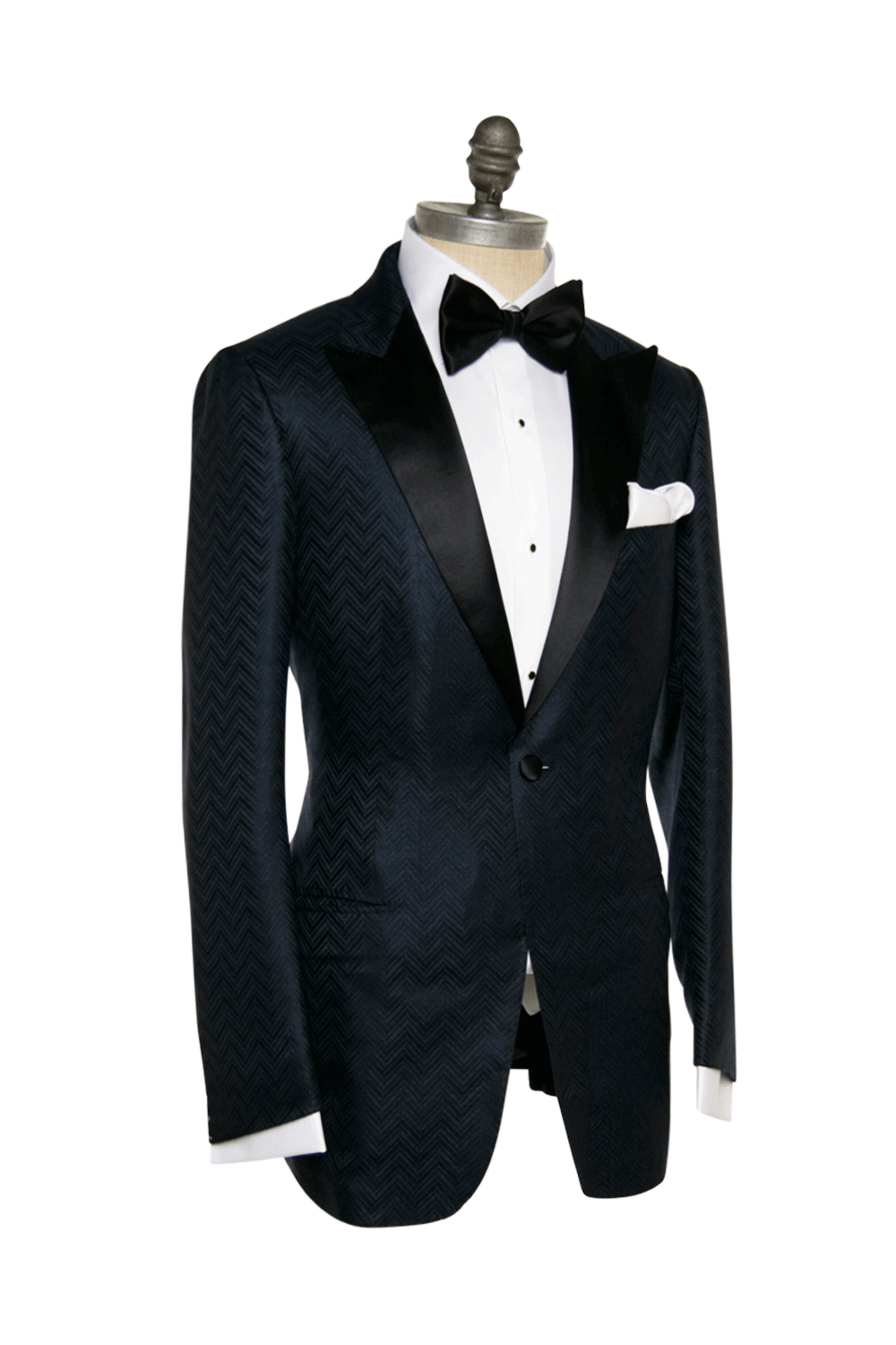 Kiton - Midnight Tonal Chevron Formal Jacket