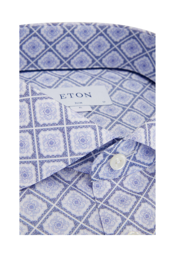 Eton - Blue Medallion Print Sport Shirt