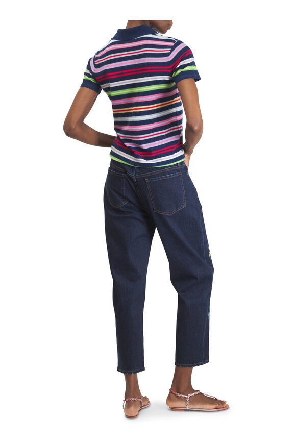 Majestic Abyss Multi Stripe Extrafine Cashmere Polo - view 3