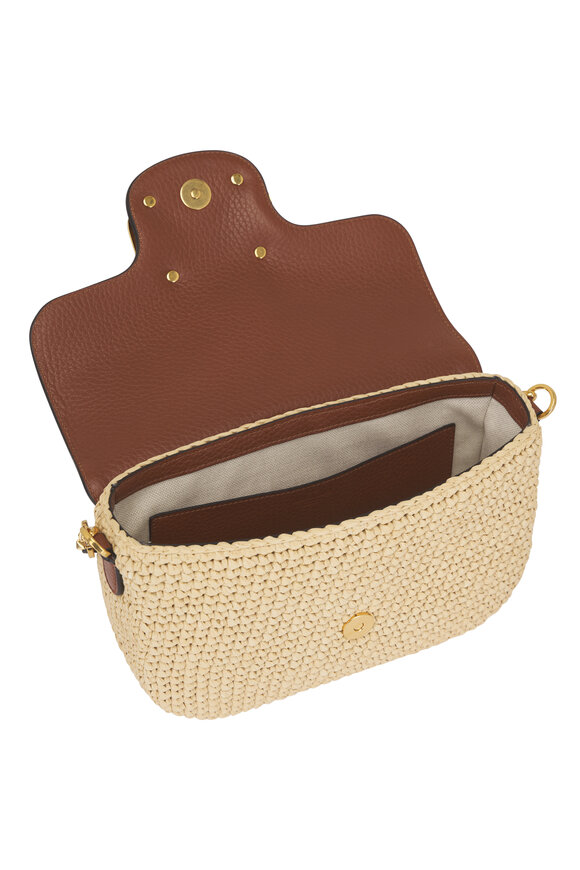 Valentino Garavani All Time Natural & Saddle Raffia Shoulder Bag - view 5