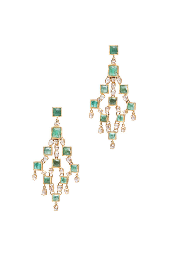 Coomi Emerald & Diamond Art Deco Drop Earrings