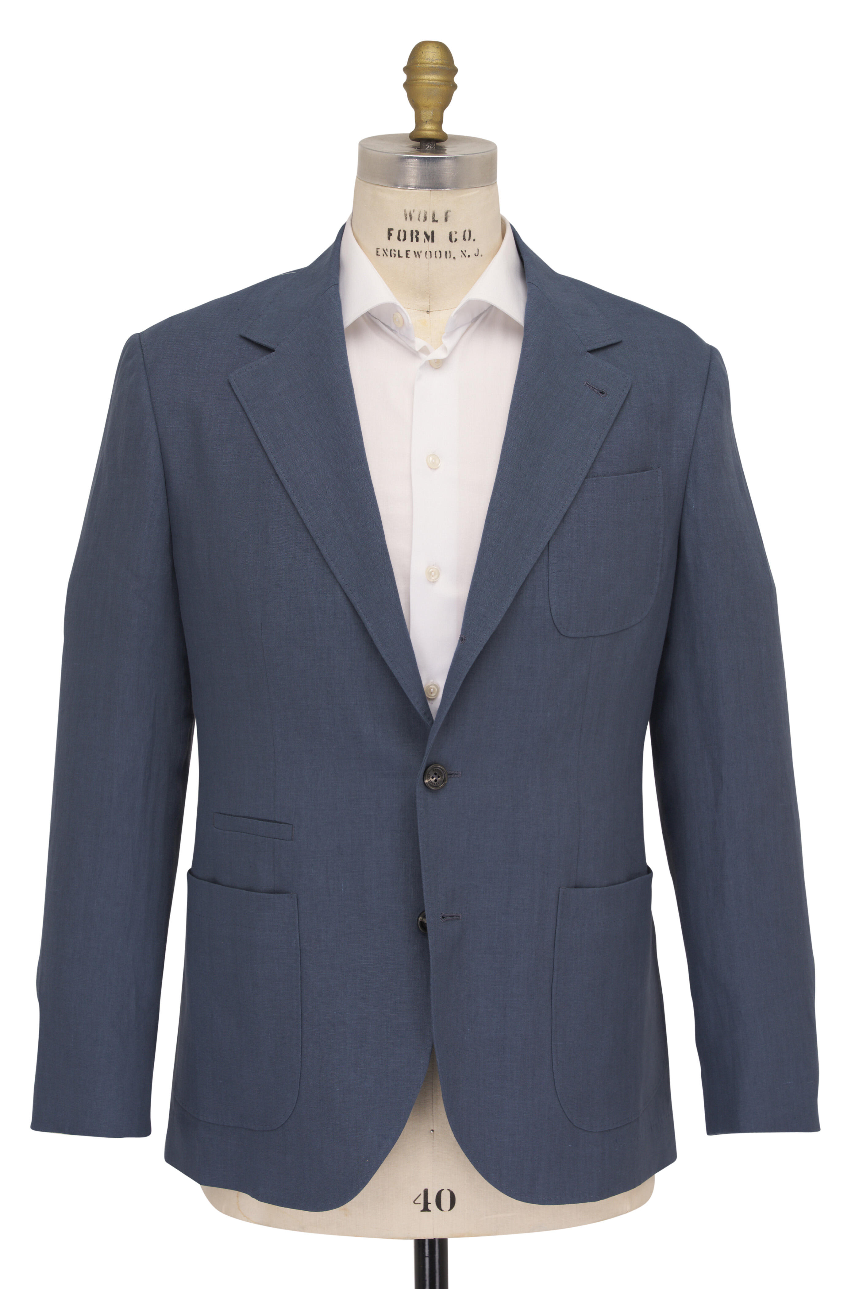 テーラードジャケット BRUNELLO CUCINELLI INDIGO BLUE LINEN CASUAL JACKET Brunello Cucinelli - Ocean Blue Linen Patch Pocket Sportcoat