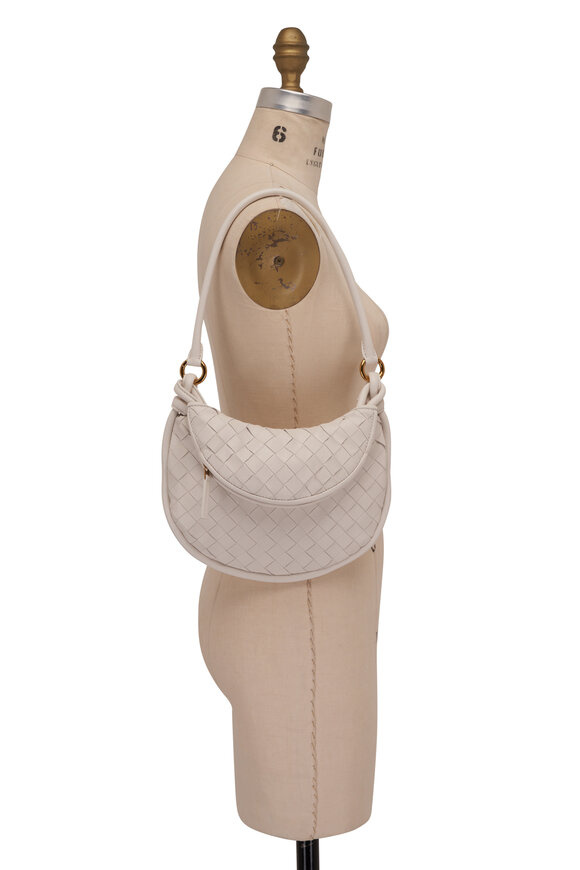 Bottega Veneta - Small Gemelli White Woven Shoulder Bag 