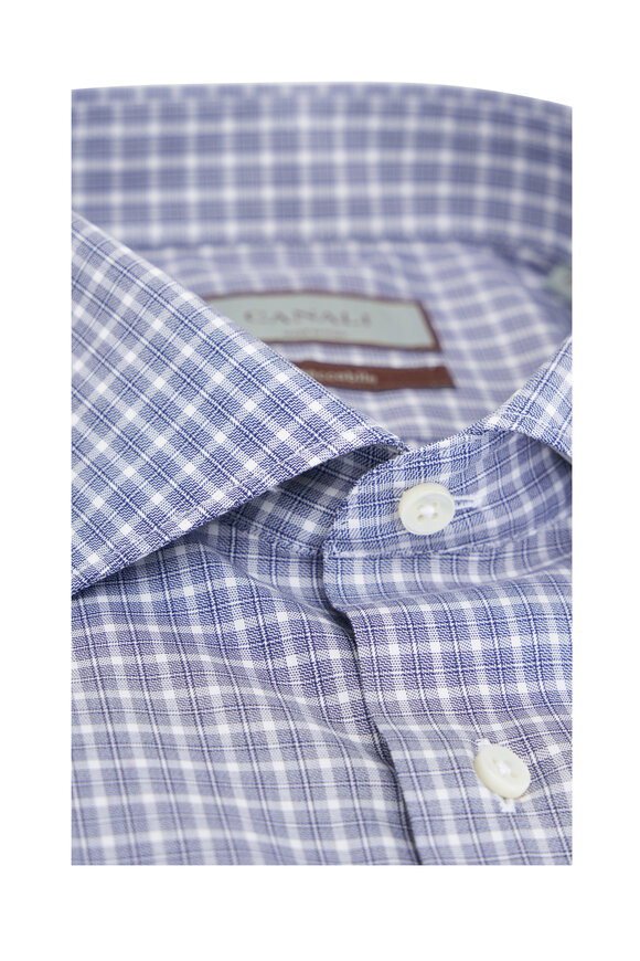 Canali - Navy & White Plaid Cotton Dress Shirt