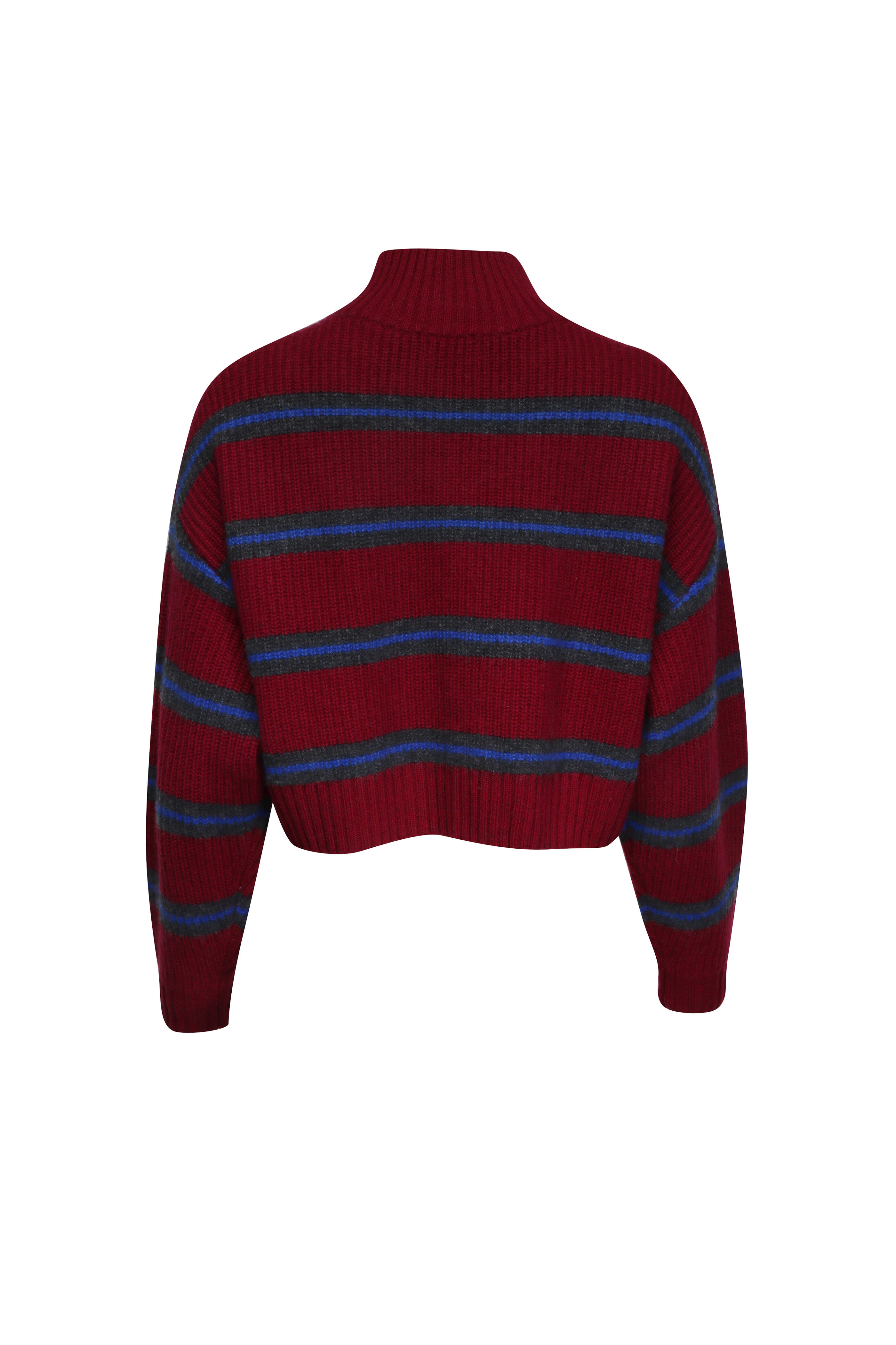 Staud - Hampton Crimson Cashmere Quarter Zip Sweater
