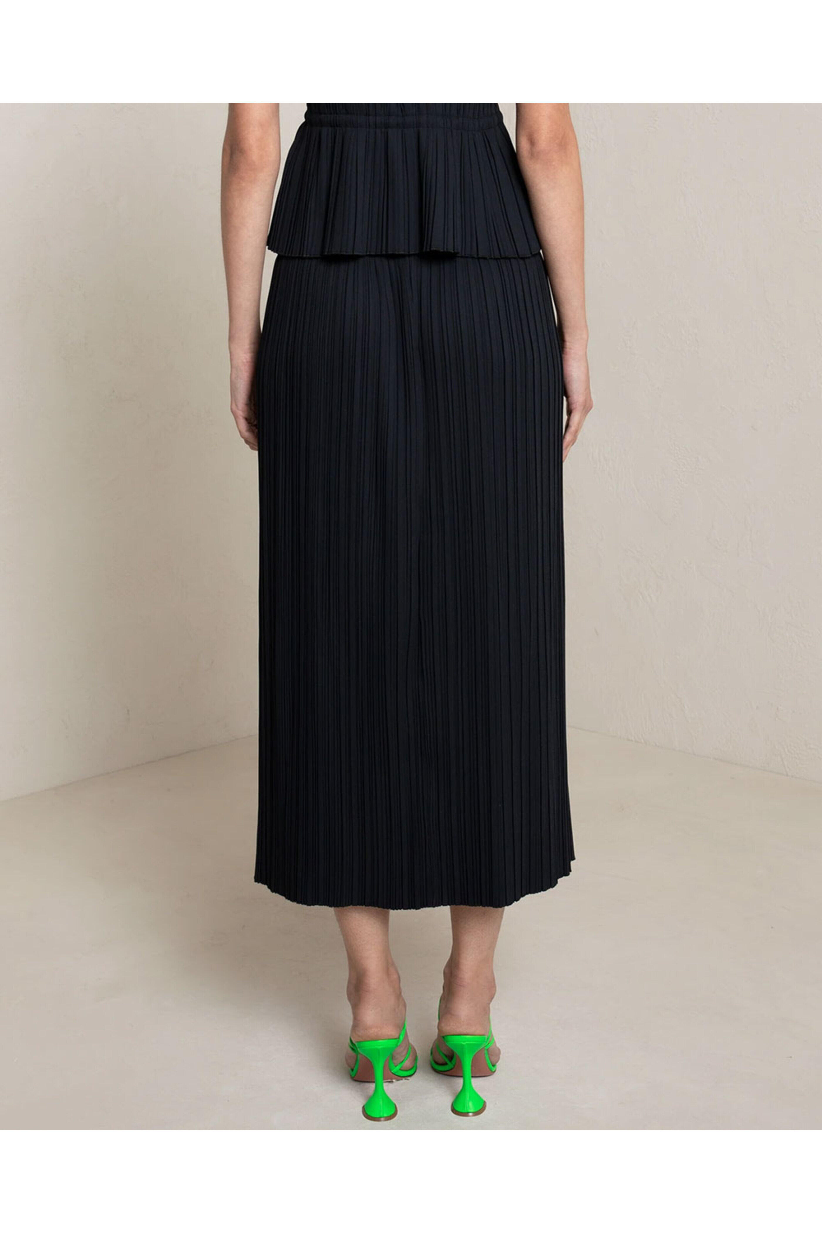 A.L.C. - Black Pleated Stella Midi Skirt | Mitchell Stores