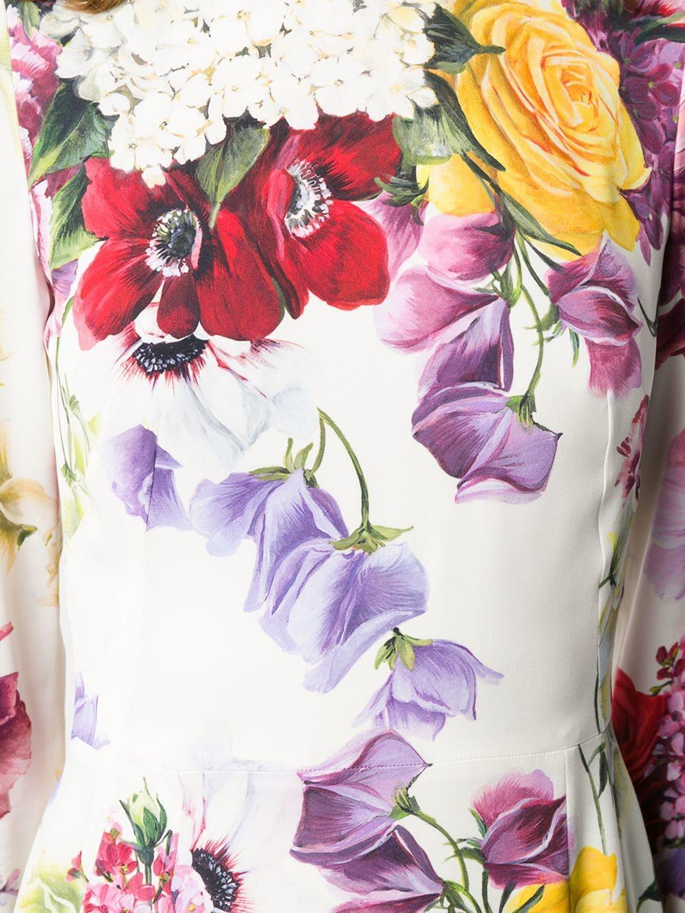 Dolce & Gabbana - Natural Floral Print Charmeuse Midi Dress