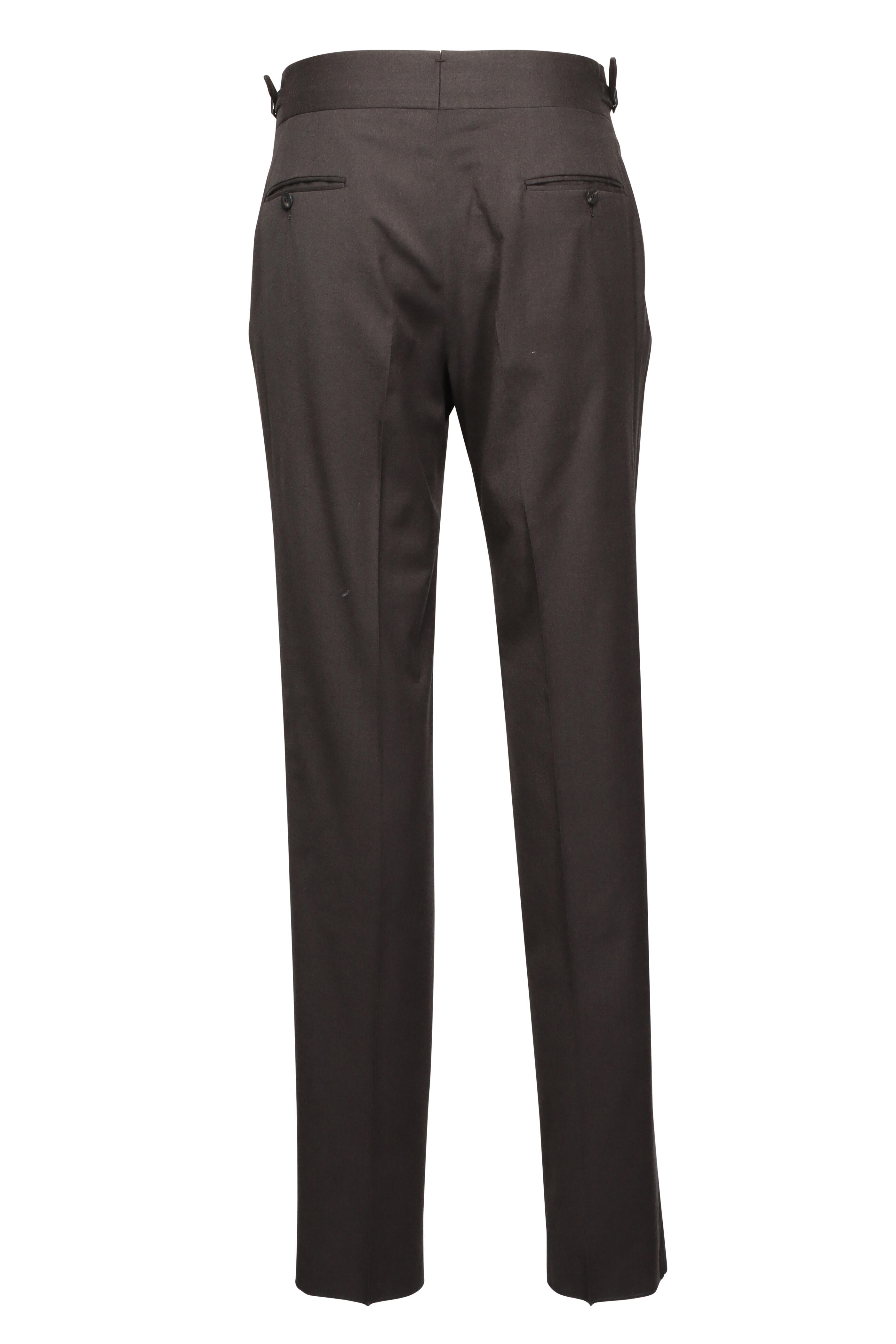 Isaia - Dark Brown Wool Dress Pant