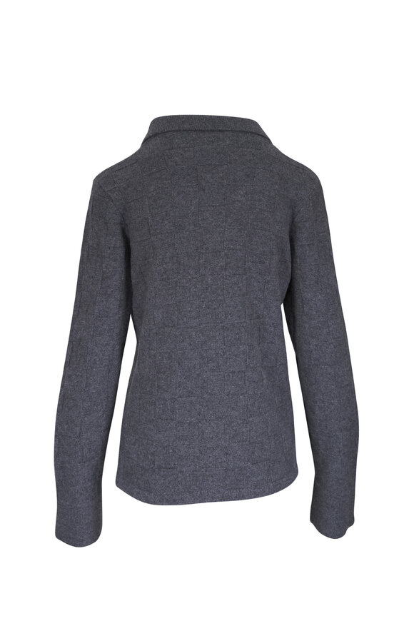 The Elder Statesman Checkerboard Gray Cashmere Top - view 3