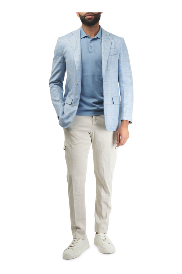 Kiton - Light Blue Windowpane Sportcoat