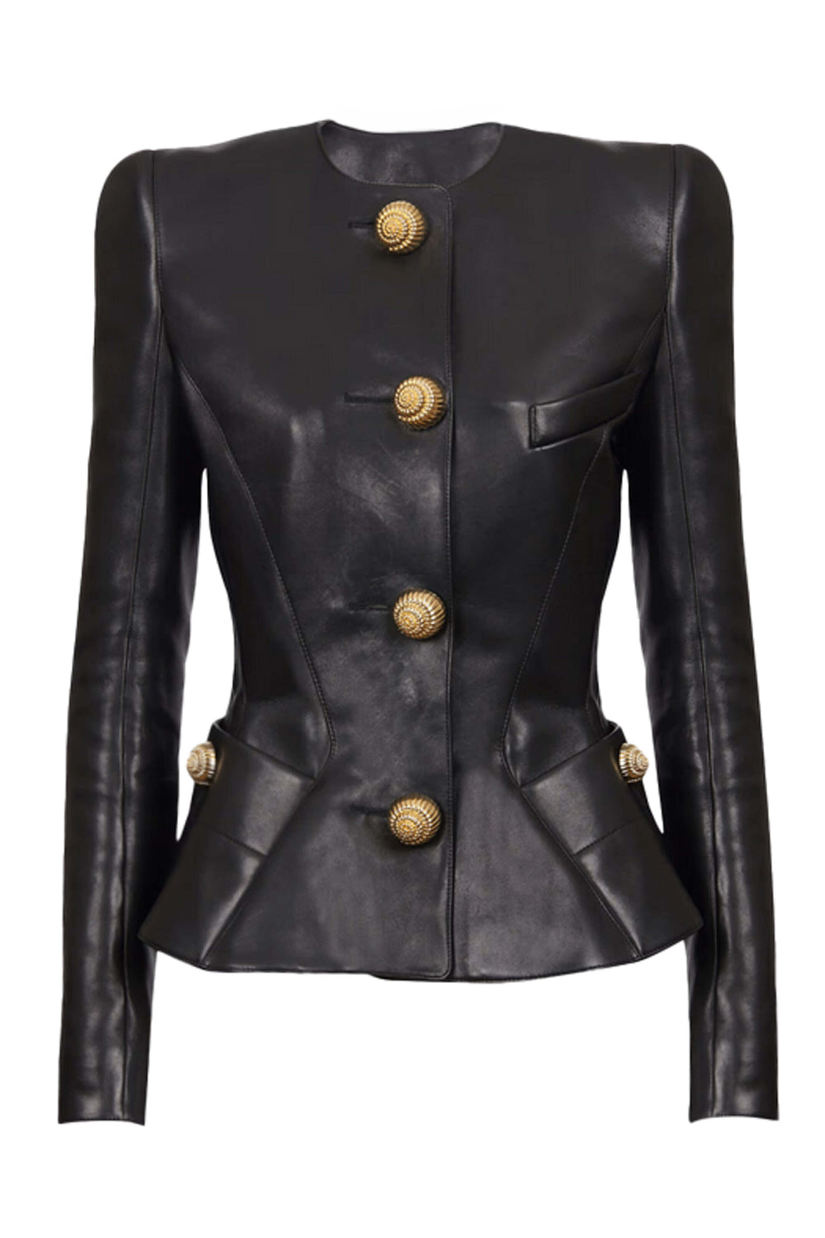 ジャケット BALMAIN Women Outer DF0SK457 PC64 EAW Black Balmain - Noir Collarless Basque Jacket | Mitchell Stores