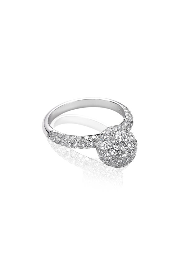Nam Cho 18k White Gold Diamond Pavé Sphere Ring - view 1