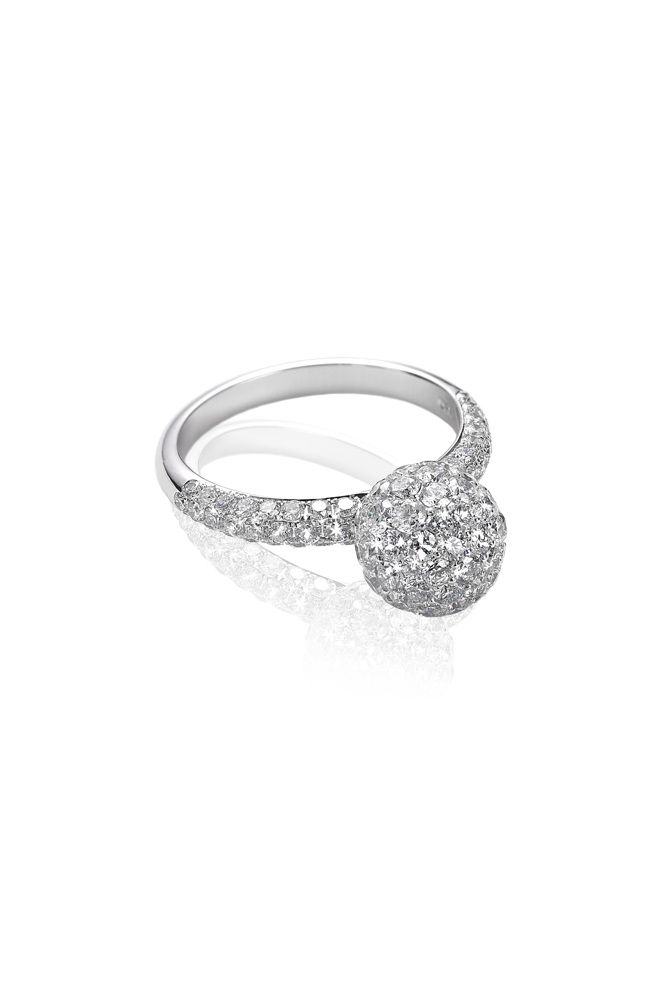 Nam Cho - 18k White Gold Diamond Pavé Sphere Ring - view 1