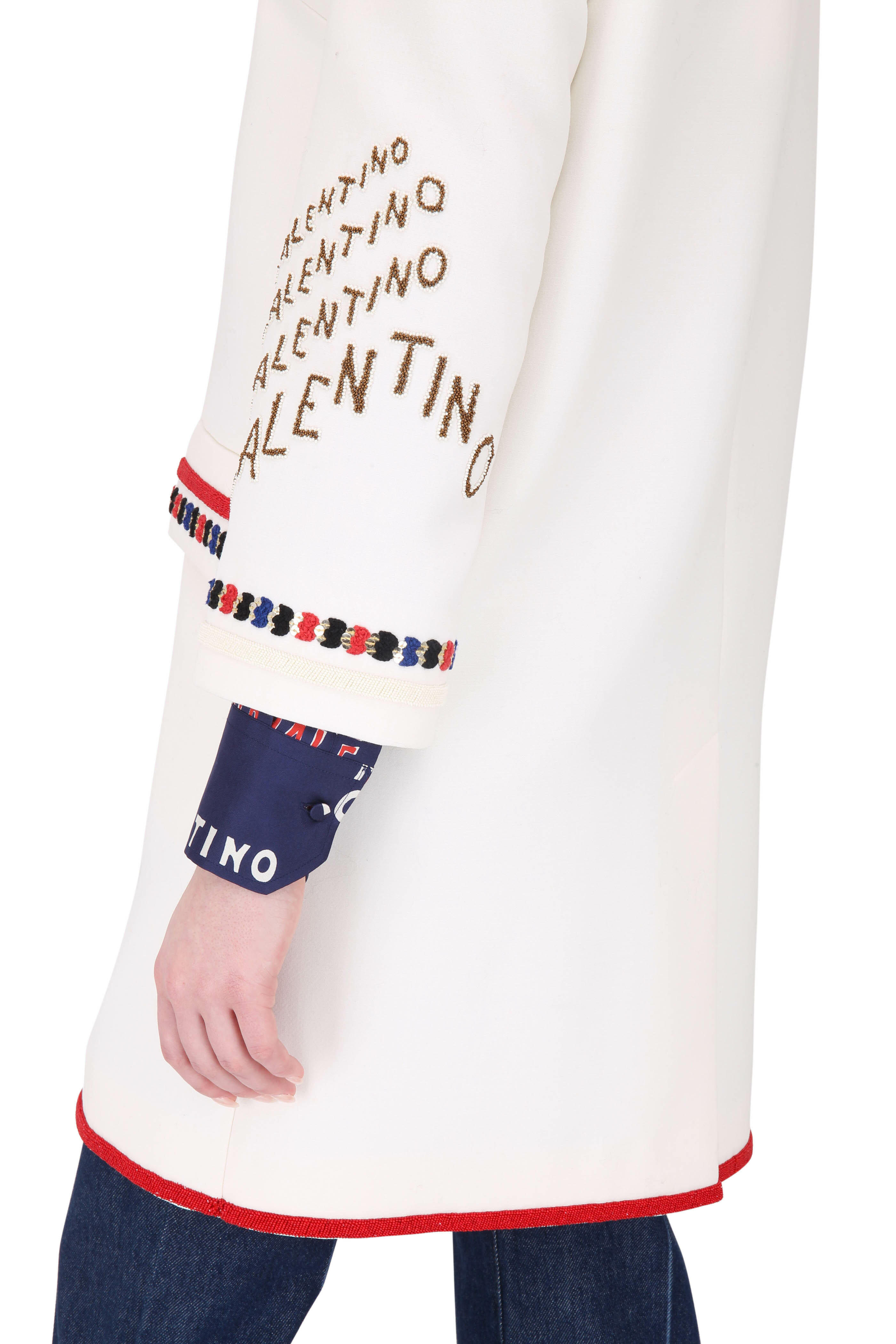 Valentino - Ivory Double Crêpe Wool Embroidered Coat