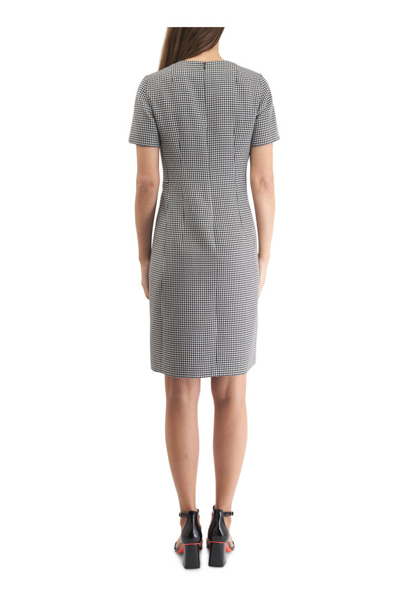 Akris - Black & Ecru Plaid Sheath Dress 