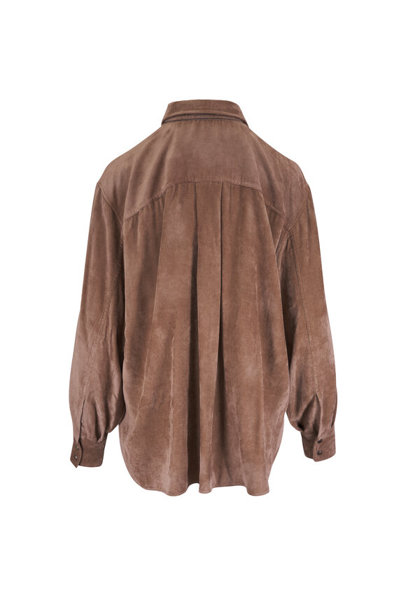 Brunello Cucinelli Cappuccino Fluid Corduroy Blouse - view 3