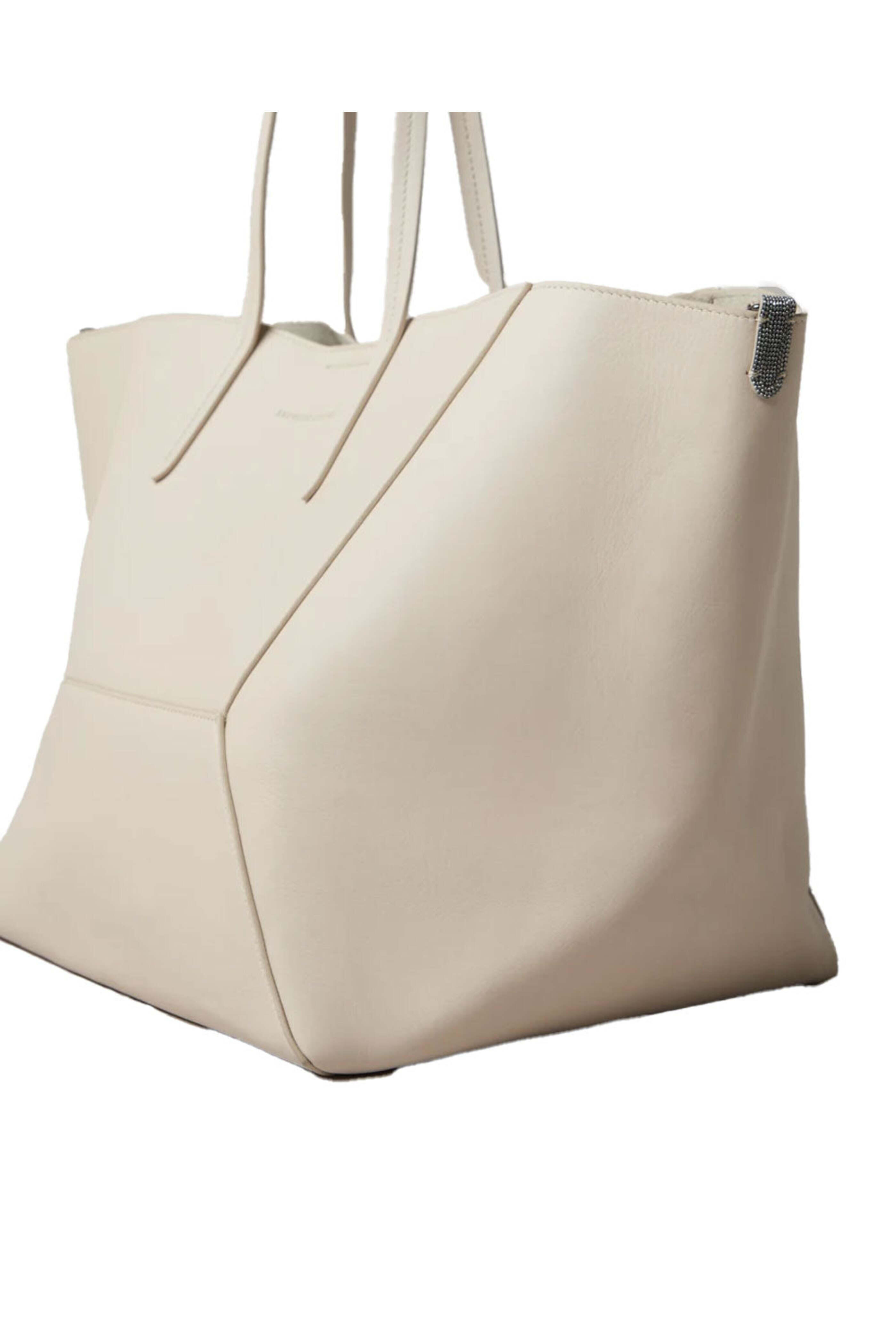 トートバッグ Brunello Cucinelli Borsa Shopping Brunello Cucinelli - Calfskin Shopper Tote Bag in Ivory