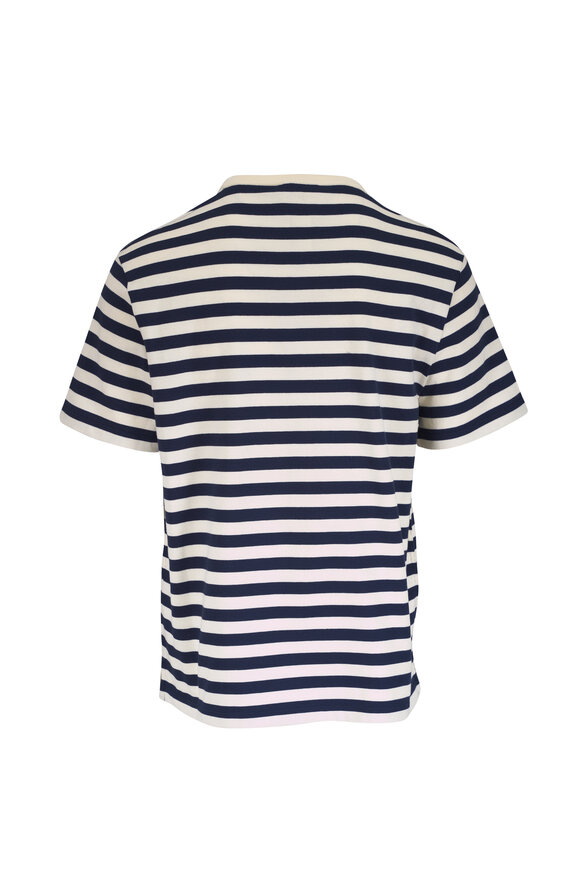 Loro Piana - Barquetine Blue Navy & Cream Fancy Stripe T-Shirt