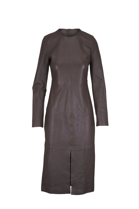 Totême Bark Paneled Leather Midi Dress