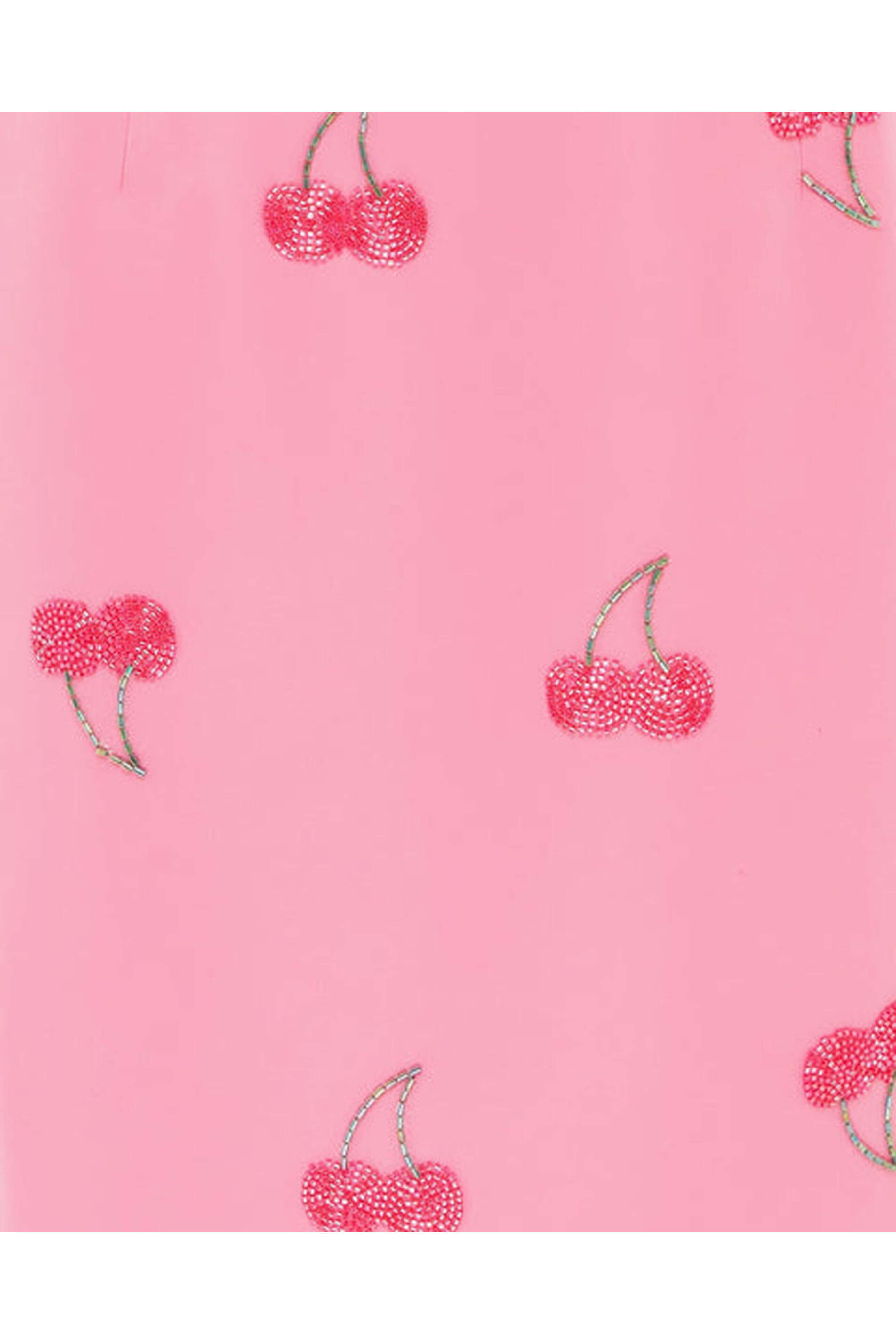 Leo Lin - Pink Cherry Beaded Roselle Bustier Mini Dress