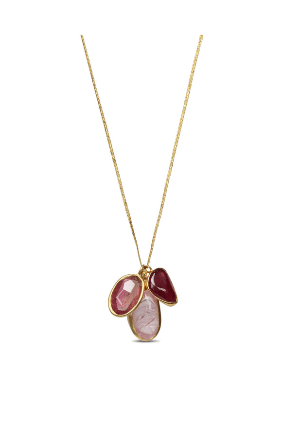 Pippa Small Designs Mixed Pink Stone Cluster Cord Necklace - view 1