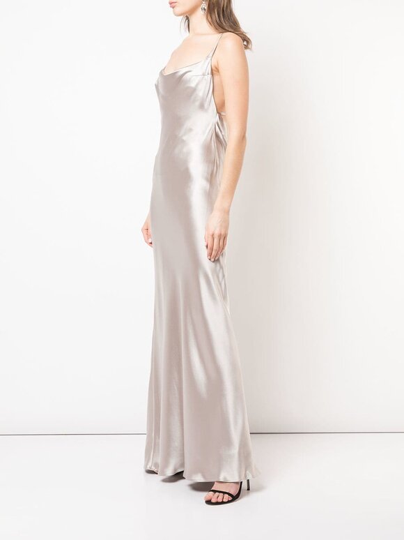 Galvan - Whiteley Platinum Heavy Silk Cowlneck Gown