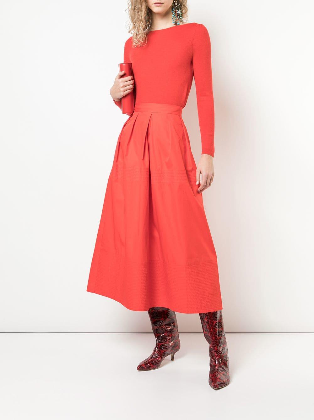 CO Collection - Vermilion Pleated Midi Skirt