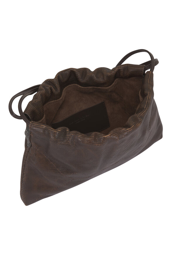 Brunello Cucinelli Dark Brown Leather Drawstring Crossbody - view 8