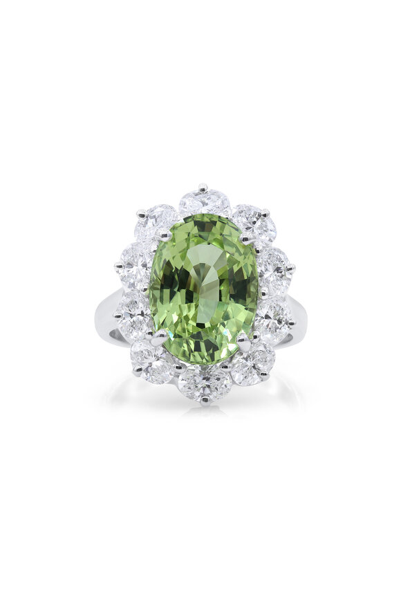 Oscar Heyman Platinum 7CT Chrysoberyl & Diamond Entourage Ring - view 1