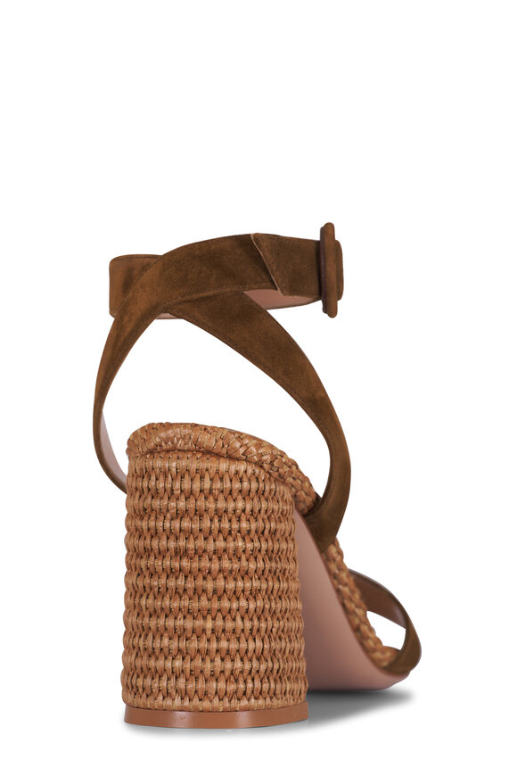 Gianvito Rossi Luana Brown Suede & Raffia Sandal, 85mm - view 4