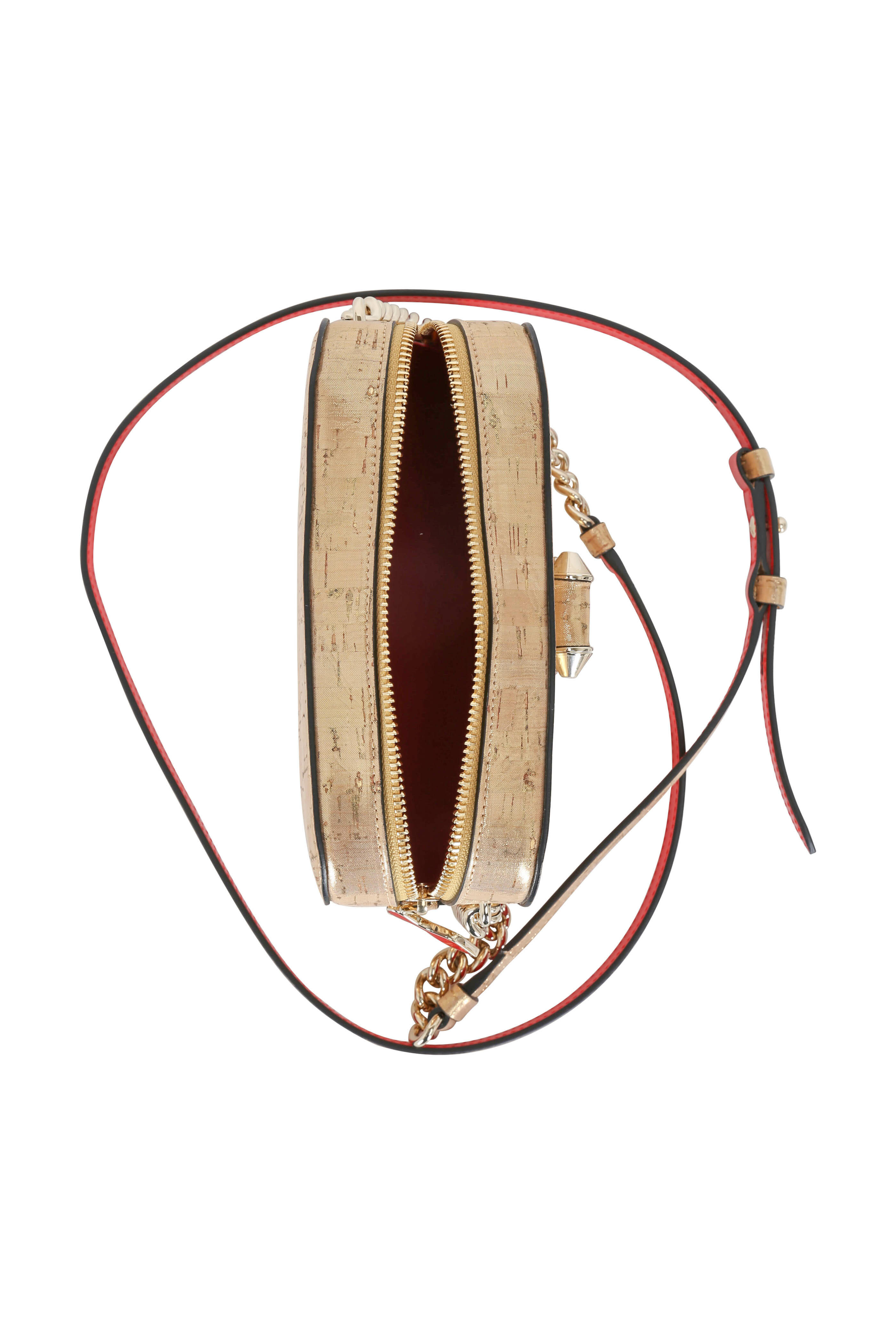 Christian Louboutin - Gold Metallic Cork & Leather Small Camera Bag