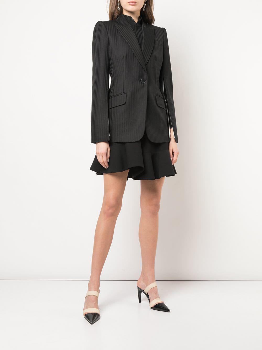 アウターその他 MCQUEEN Cropped nail McQueen - Black Tailored Striped Slash Jacket | Mitchell Stores