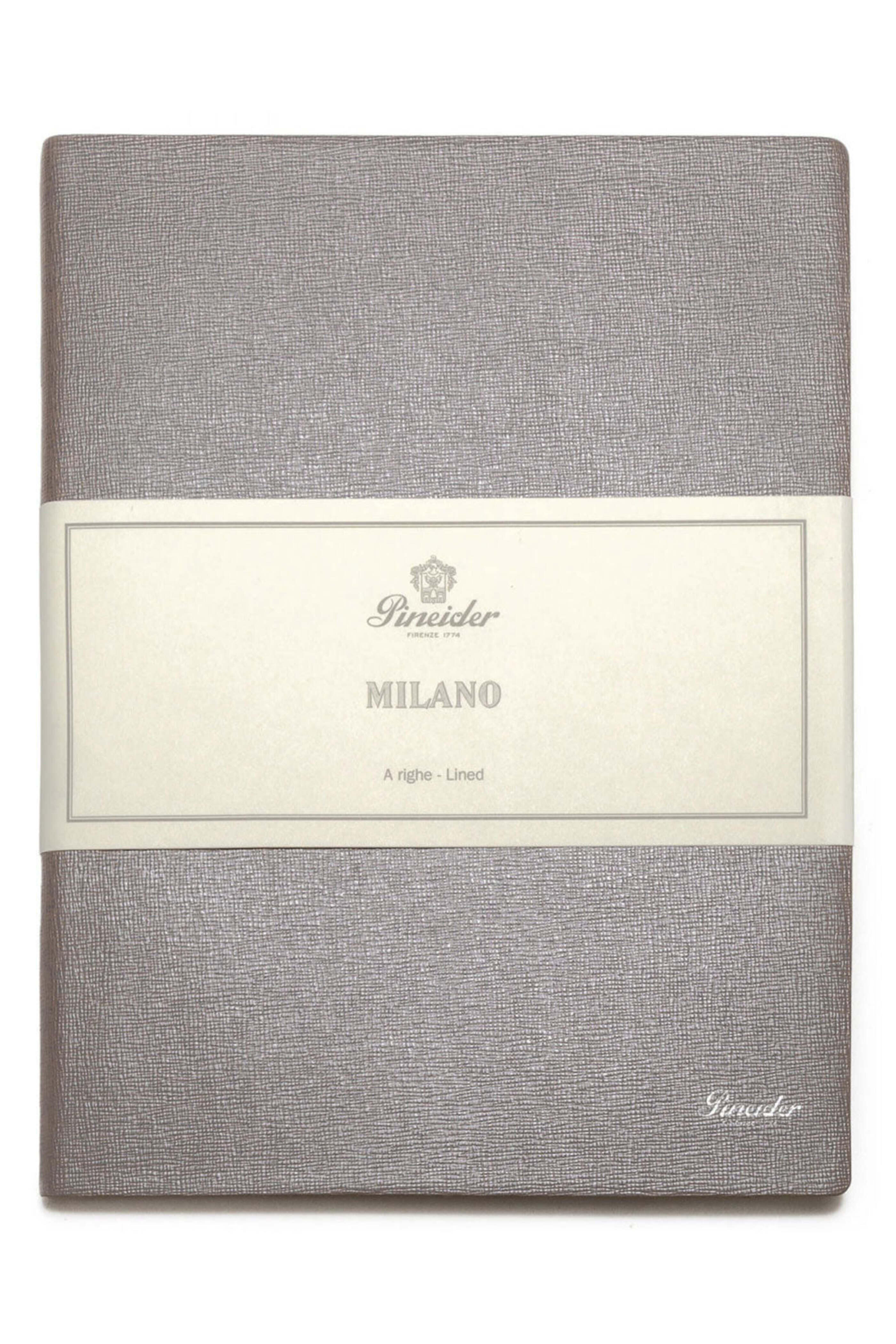 Pineider - Small Milano Leather Notebook in Silver