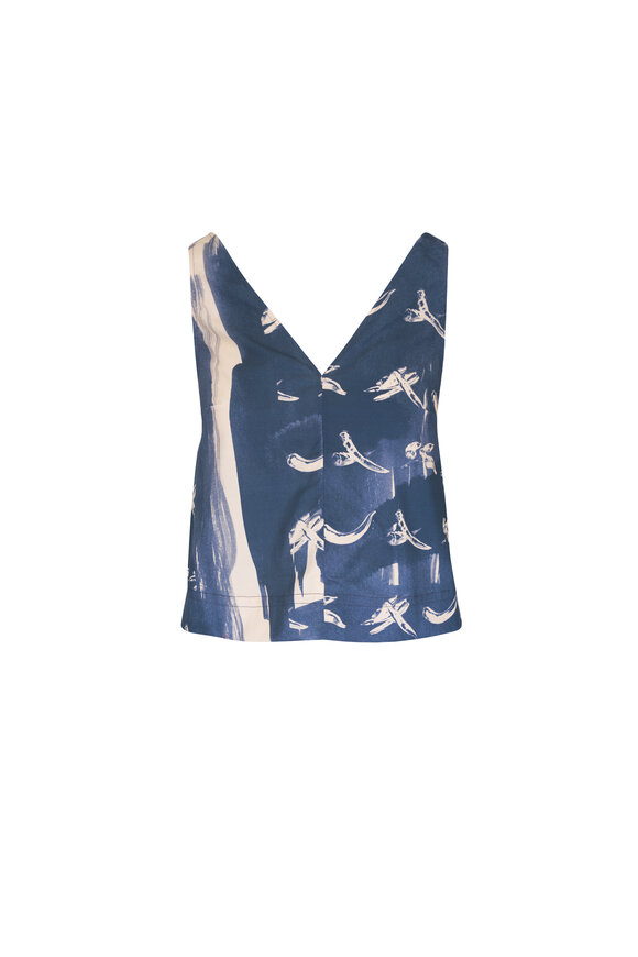 Odeeh Blue & Cream Chilles Print Cotton Tank