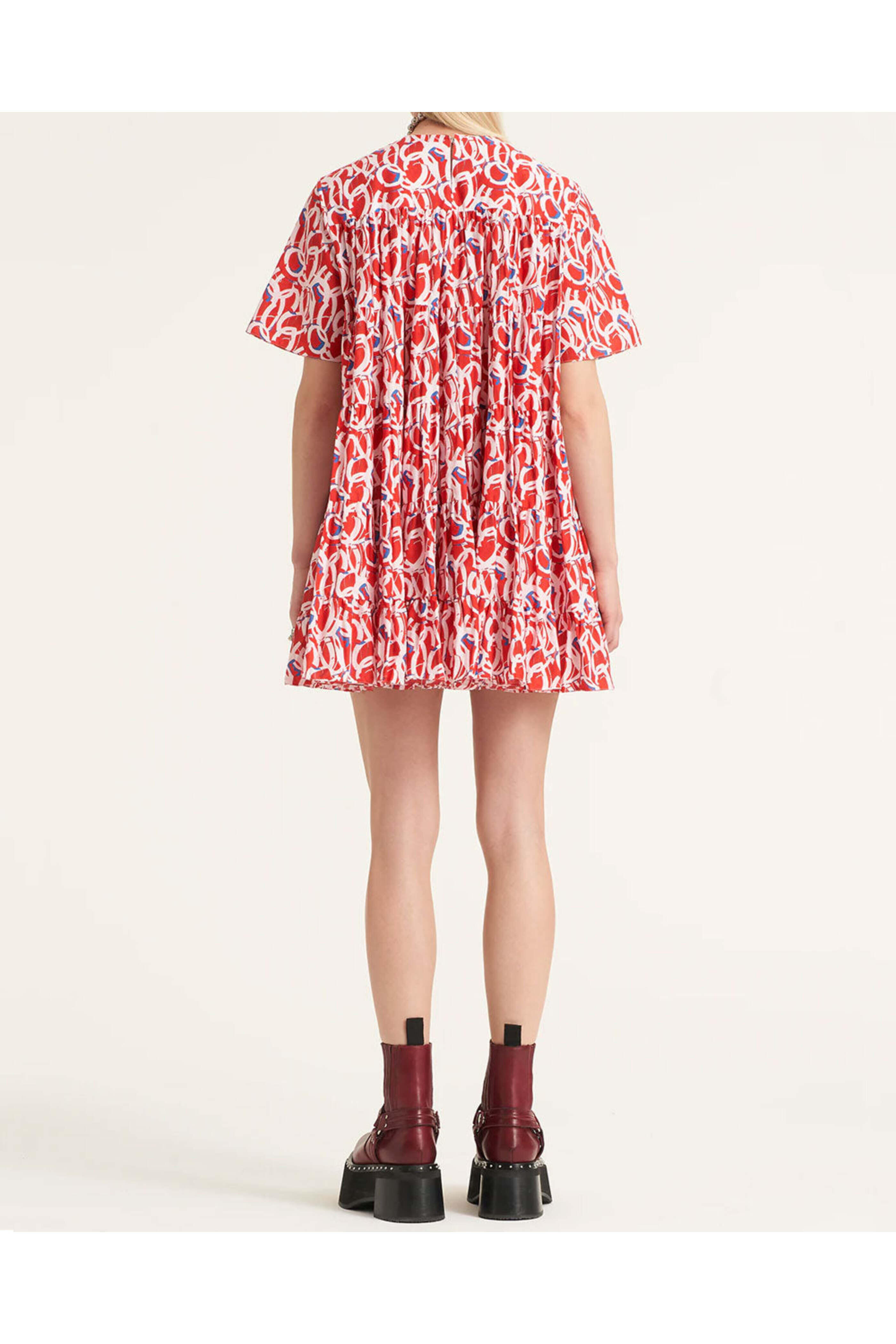 Ports 1961 - Red and White Print Tiered Dress