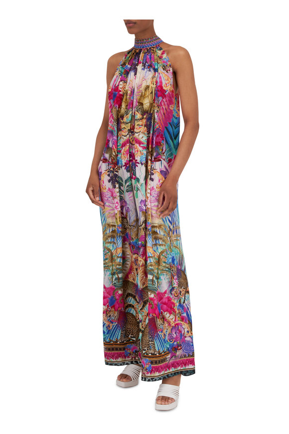 Camilla - Merry Go Round High Tie Neck Sleeveless Maxi Dress