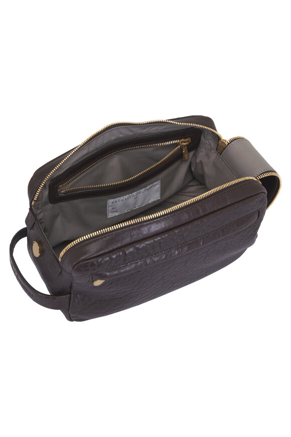 Brunello Cucinelli Brown Grain Leather Dopp Kit - view 4