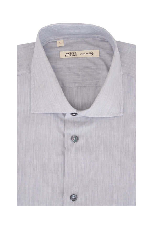 Maurizio Baldassari Light Gray Herringbone Cotton Sport Shirt