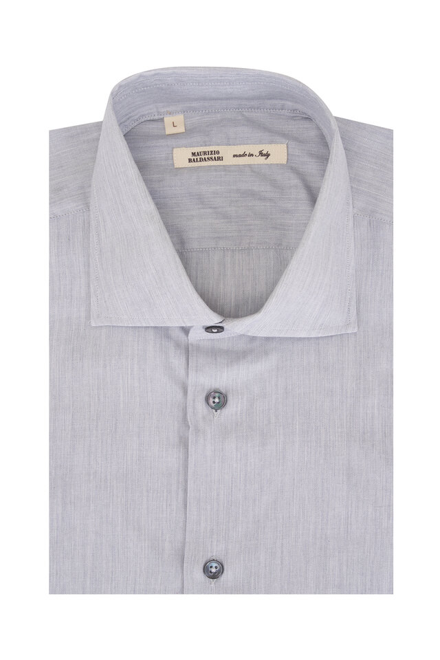 Zegna - Gray Cashmere & Cotton Sport Shirt | Mitchell Stores