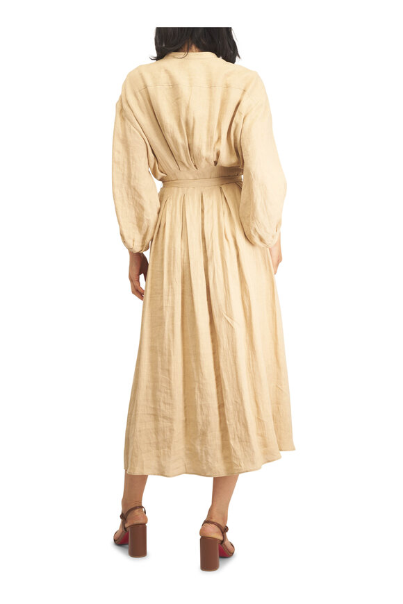 TWP Khaki Linen Tie Waist Maxi Dress - view 4